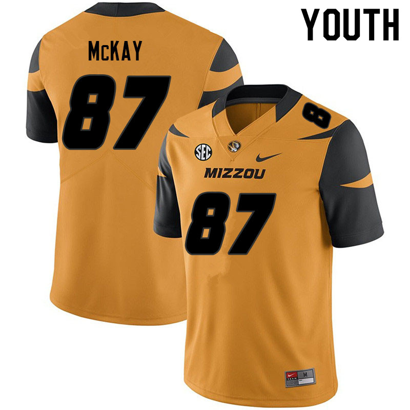 Youth #87 Gavin McKay Missouri Tigers College Football Jerseys Sale-Yellow